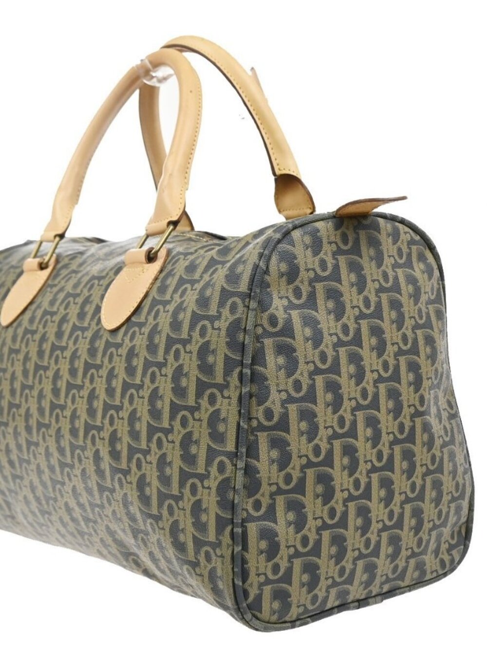 CHRISTIAN DIOR Trotter Boston Hand Bag PVC Leather Khaki BK GHW France 70MA499 - Picture 2 of 16